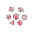 Inscripted Sakura Pink White - Metal RPG Dice Set (LPG) Fashion