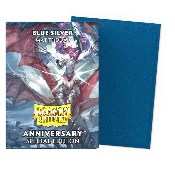 Dragon Shield Sleeves MATTE DUAL- 25th Anniversary Special Ed: Blue Silver (100pk) Sale