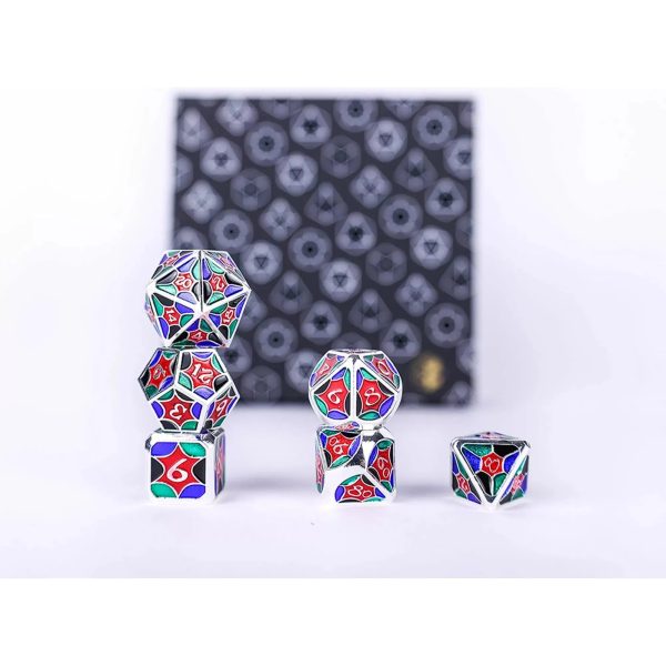 Leadlight 4 Colour Silver - Metal RPG Dice Set (LPG) Discount