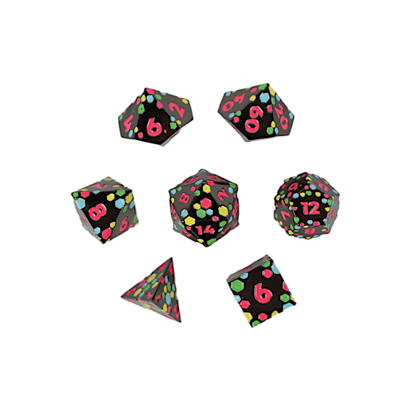 Inscripted Hex Neon - Metal RPG Dice Set (LPG) Sale