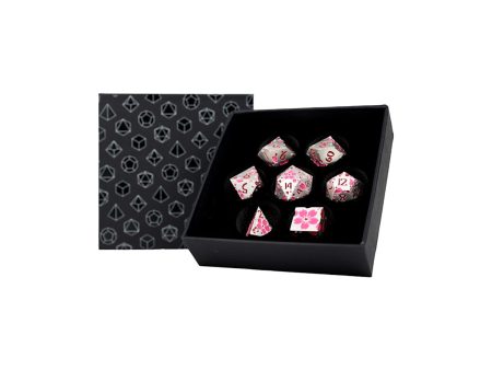 Inscripted Sakura Pink White - Metal RPG Dice Set (LPG) Fashion