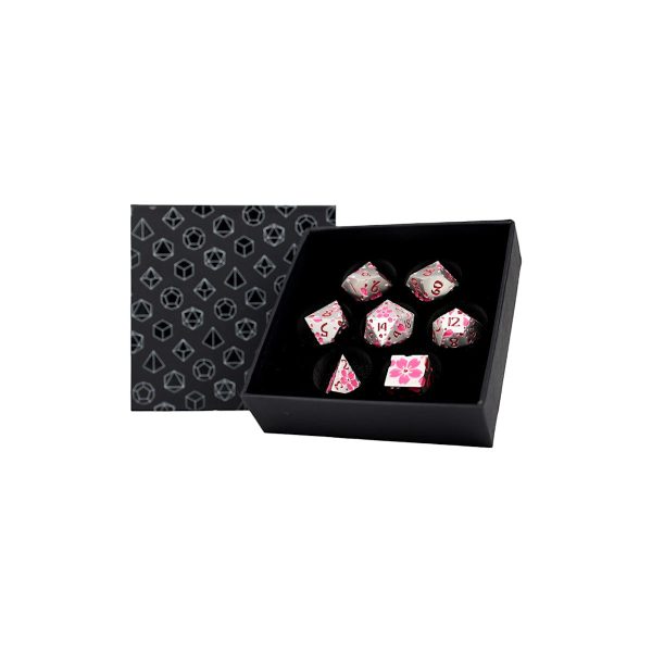 Inscripted Sakura Pink White - Metal RPG Dice Set (LPG) Fashion