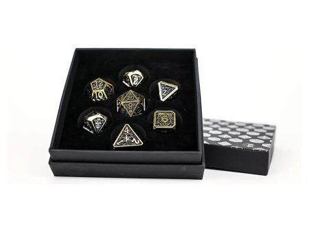 Draco Bright Black Gold - Metal RPG Dice Set (LPG) Supply