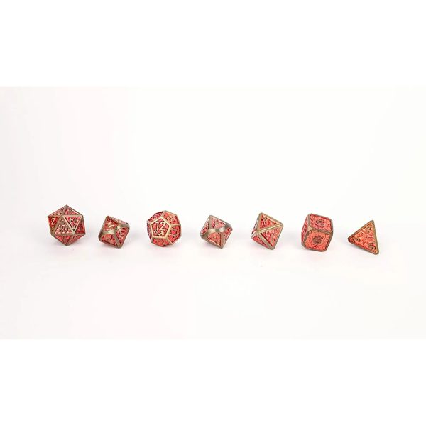 Draco Bright Red Gold - Metal RPG Dice Set (LPG) Online