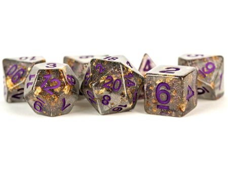 MDG Resin Dice Set - Gray Foil Purple on Sale