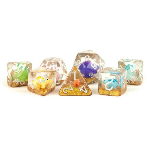 MDG Resin Dice Set - Rainbow Dinosaur For Discount