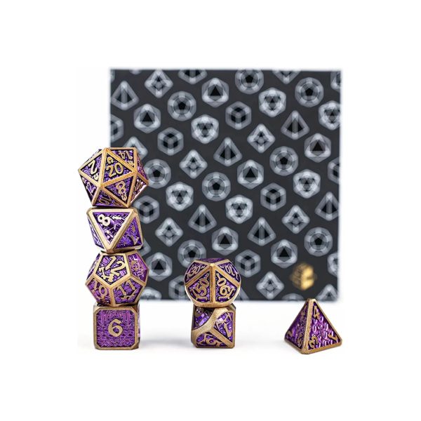 Draco Bright Purple Brass - Metal RPG Dice Set (LPG) Supply