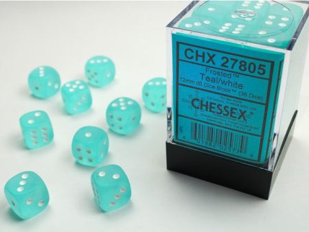 Frosted 12mm D6 Teal White (36) (CHX27805) Supply