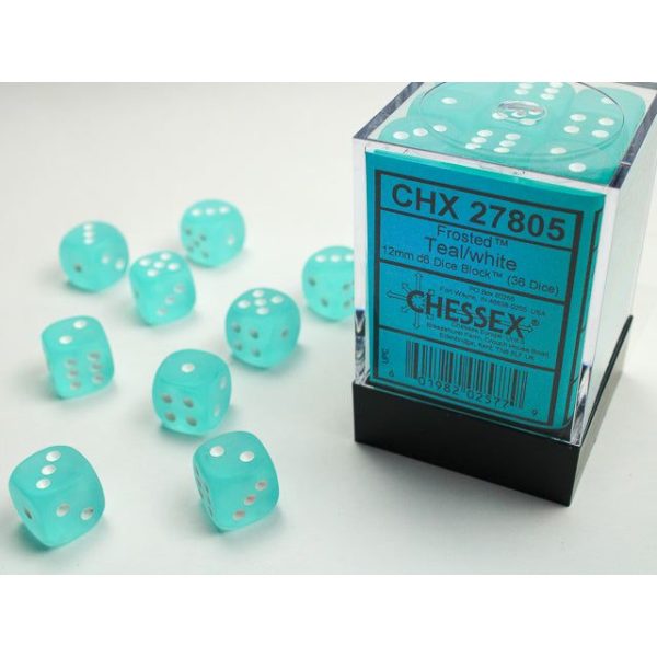 Frosted 12mm D6 Teal White (36) (CHX27805) Supply