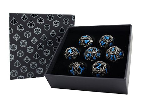 Hollow Vines Stainless and Blue - Metal RPG Dice Set (LPG) Hot on Sale